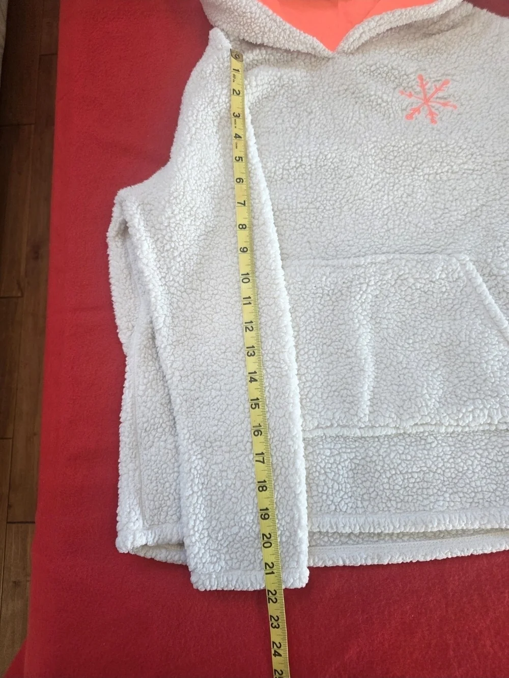 Cat & Jack Girls XXL 18 Sherpa Hoodie Gray Coral Snowflake Cozy Fleece